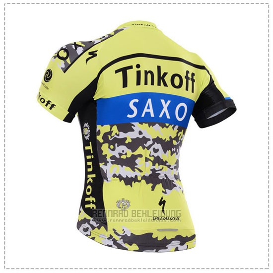 2015 Fahrradbekleidung Tinkoff Saxo Bank Shwarz und Gelb Trikot Kurzarm und Tragerhose